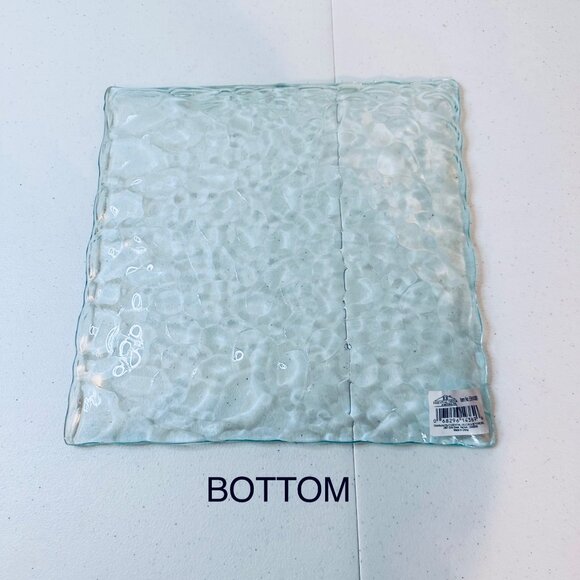 Square Textured Glass Serving Plate 12"x12" By Essential Decor & Beyond Inc. - Picture 8 of 9